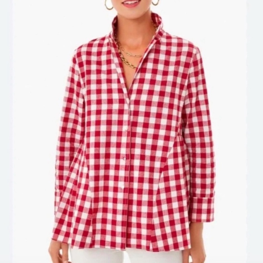 Pomander Place Red and White Checkered Button Down Shirt